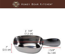 Load image into Gallery viewer, Honey Bear Kitchen 1/4 Cup 60 ml Leave-in Canister Scoops, Polished Stainless Steel (Set of 2)
