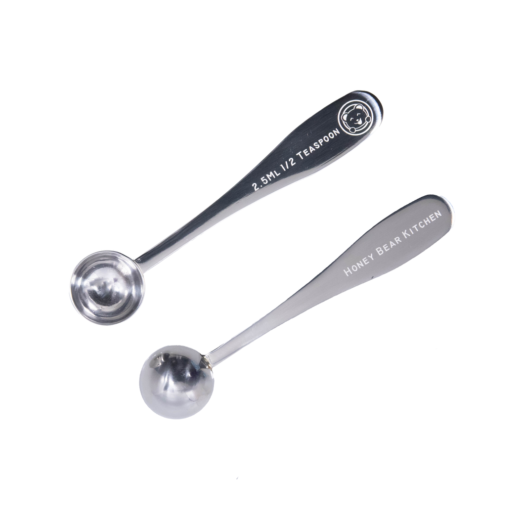 2.5 ml 1/2 Teaspoon Measuring Scoop Spoons, Polished Stainless Steel, Set of 2