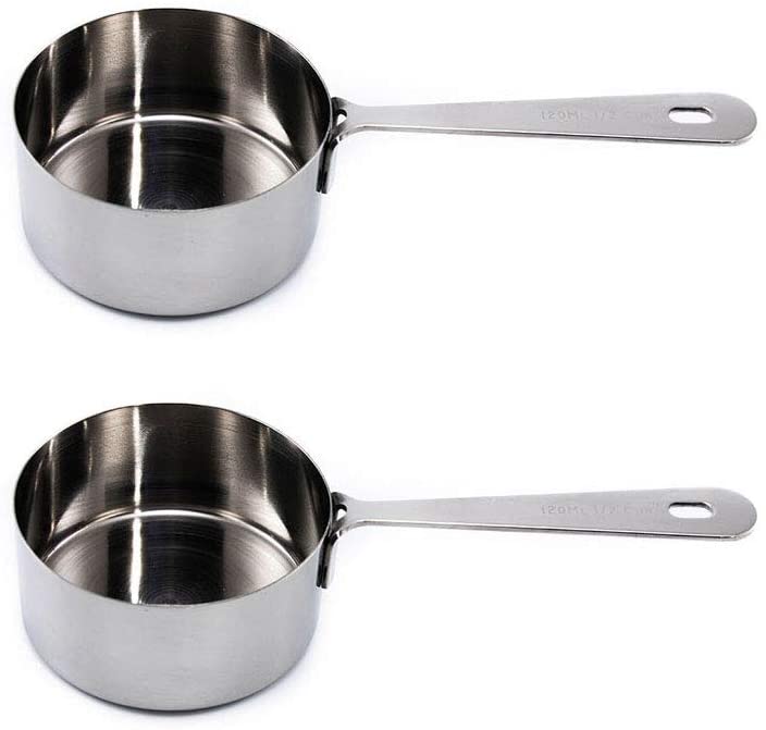 Measuring Cups Set of 2: 1/2 Cup 120 ML , Polished Stainless Steel