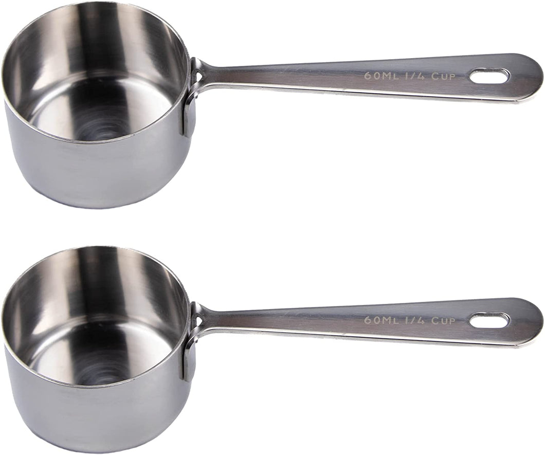 Leave-in Measuring Scoop Set of 2: 1/4 Cup 60 ML v2 , Polished Stainless Steel